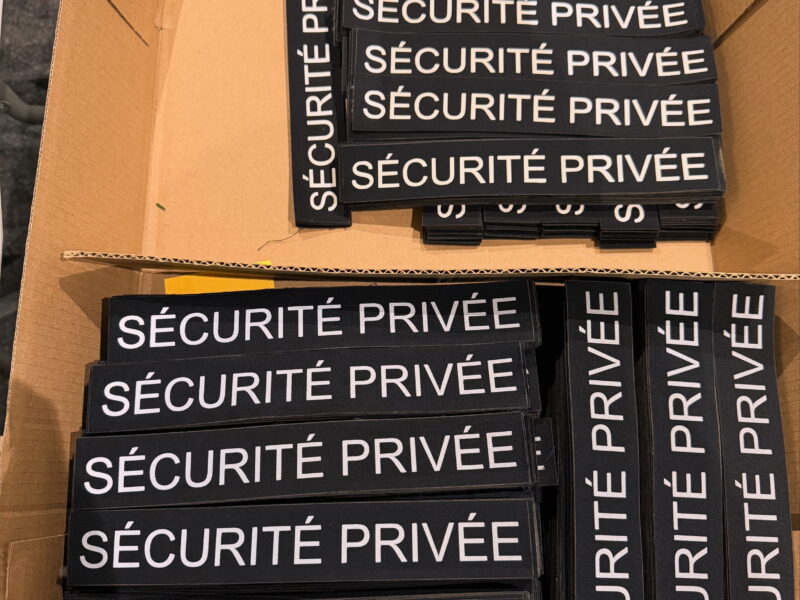 Ecusson sécurité privée rétro-réfléchissant — Marquage uniforme réglementaire — DTF, Workwear — GalerieGRAPH Cambrai